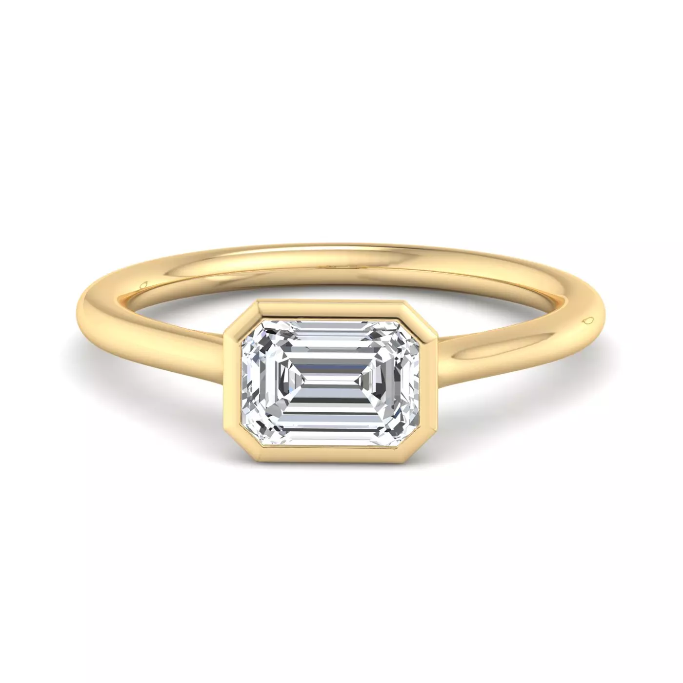 Smooth Bezel Frame 14K Yellow Gold Engagement Ring