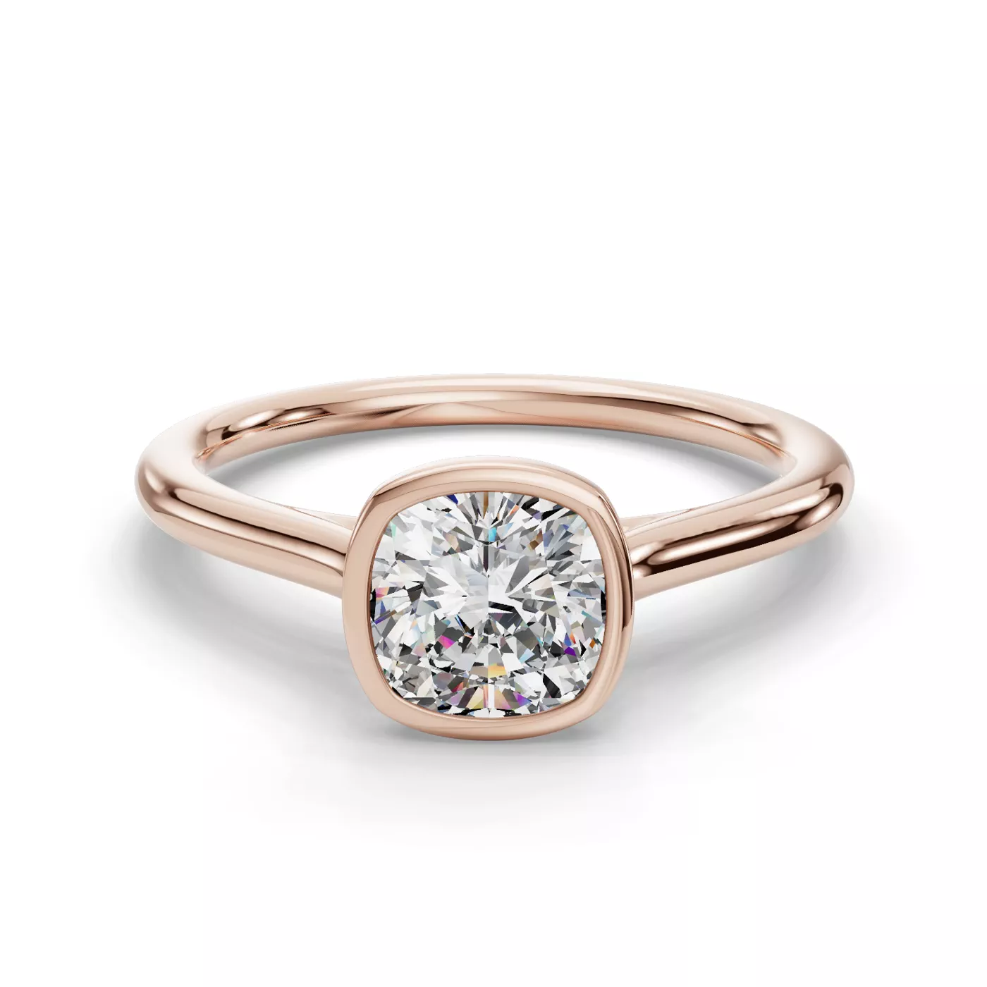 Bezel-Set Center 14K Rose Gold Engagement Ring