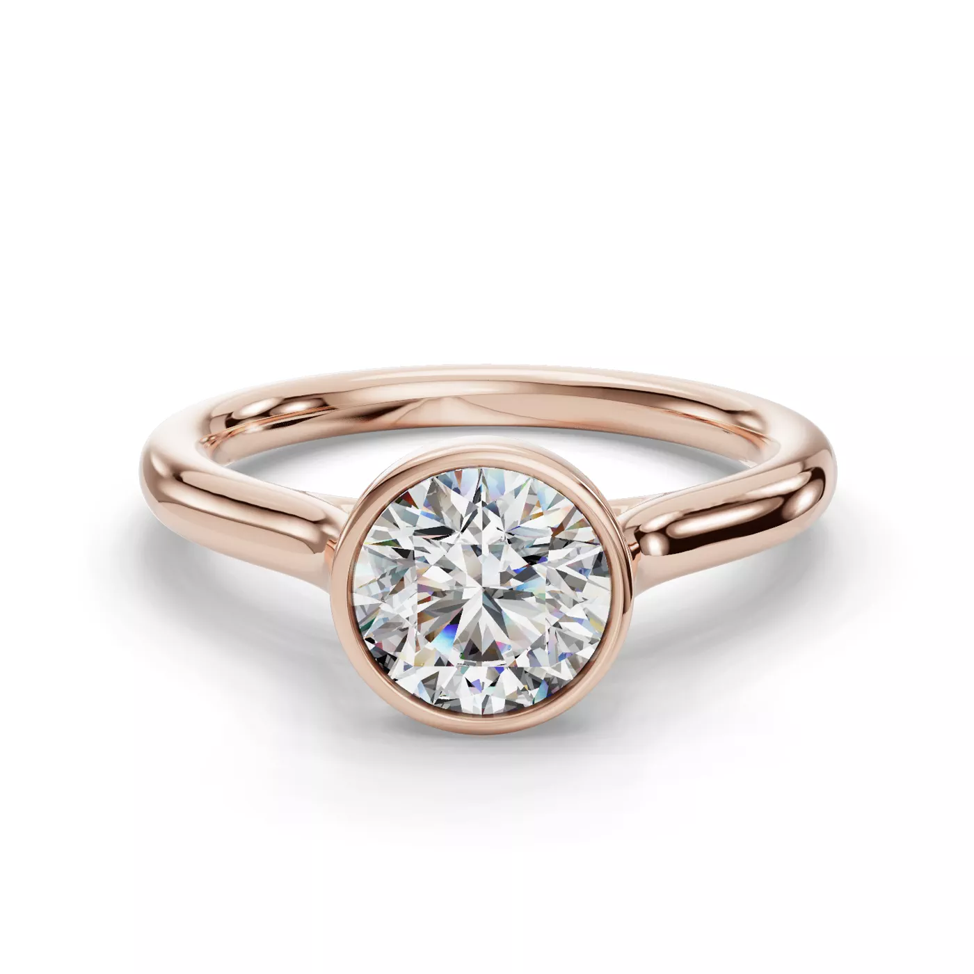 Bezel-Set Center 14K Rose Gold Engagement Ring