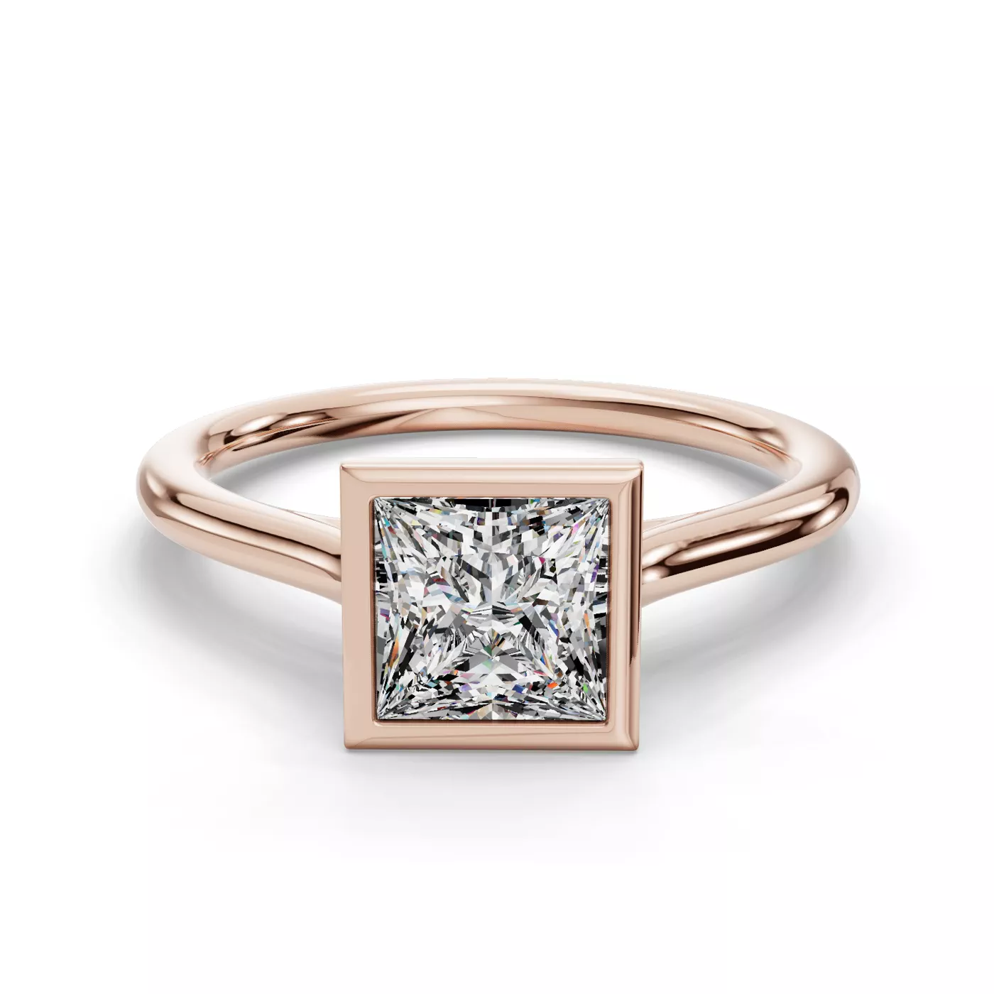 Bezel-Set Center 14K Rose Gold Engagement Ring