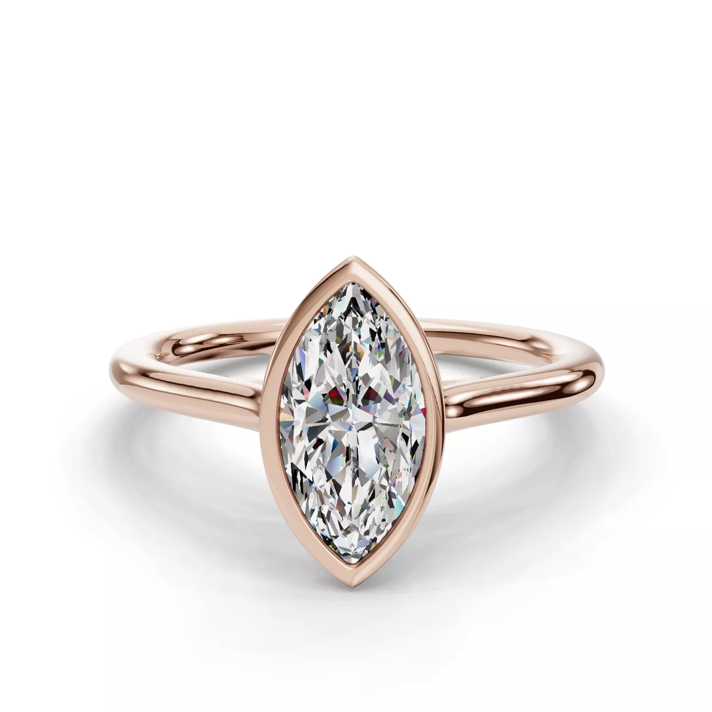Bezel-Set Center 14K Rose Gold Engagement Ring