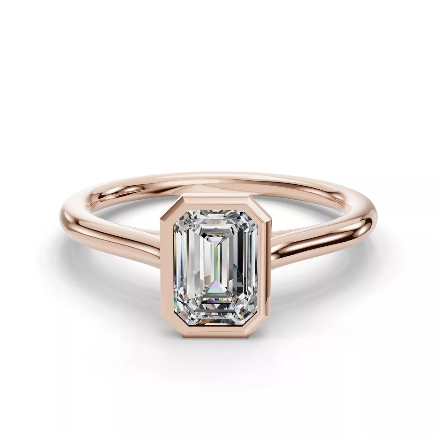 Bezel-Set Center 14K Rose Gold Engagement Ring