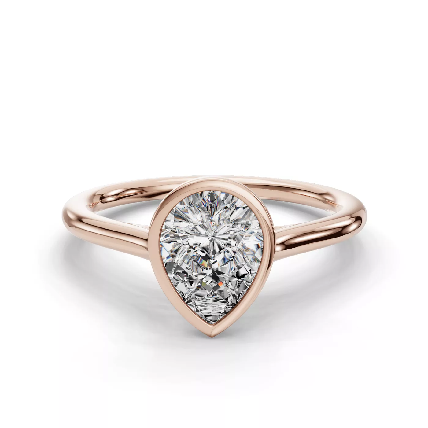 Bezel-Set Center 14K Rose Gold Engagement Ring