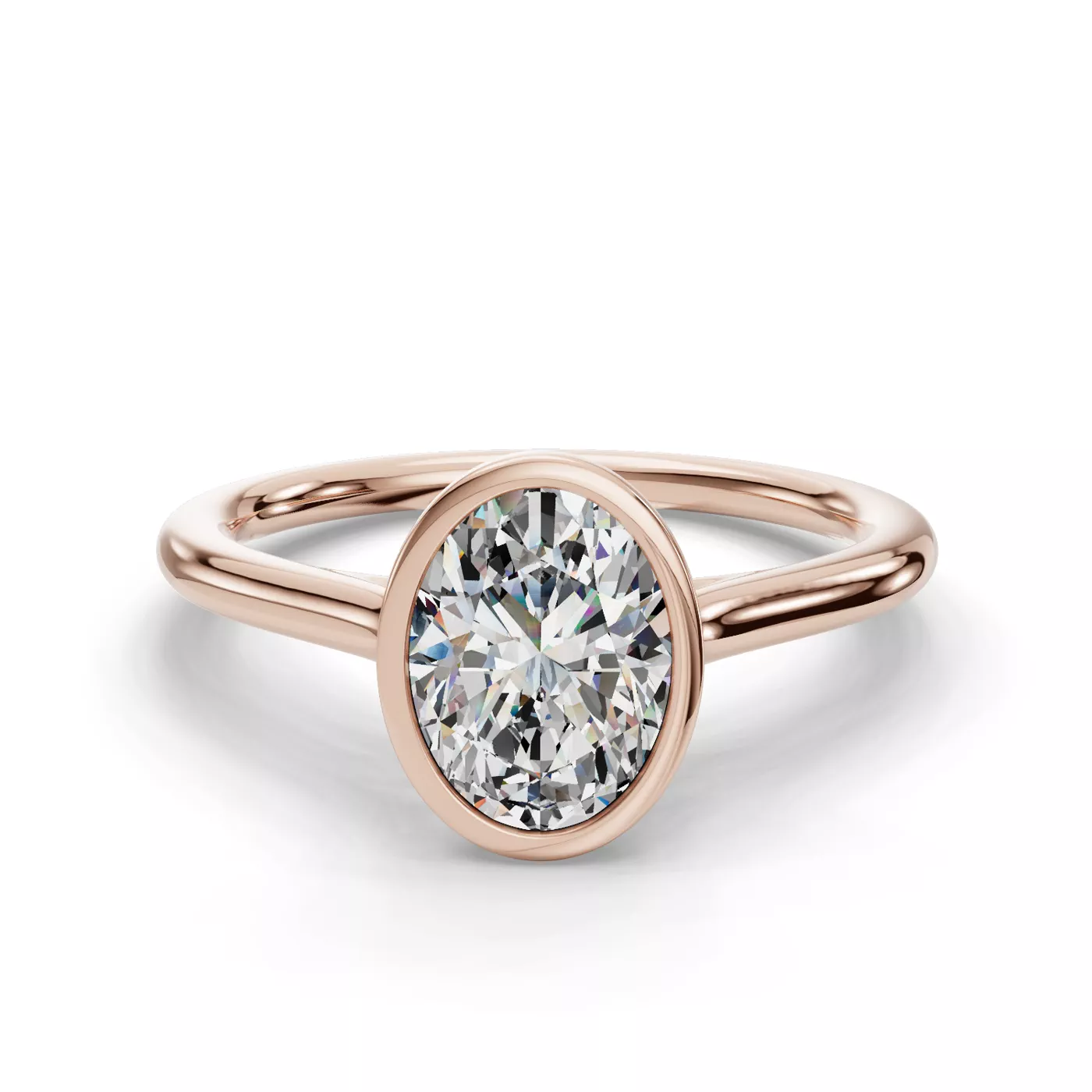 Bezel-Set Center 14K Rose Gold Engagement Ring