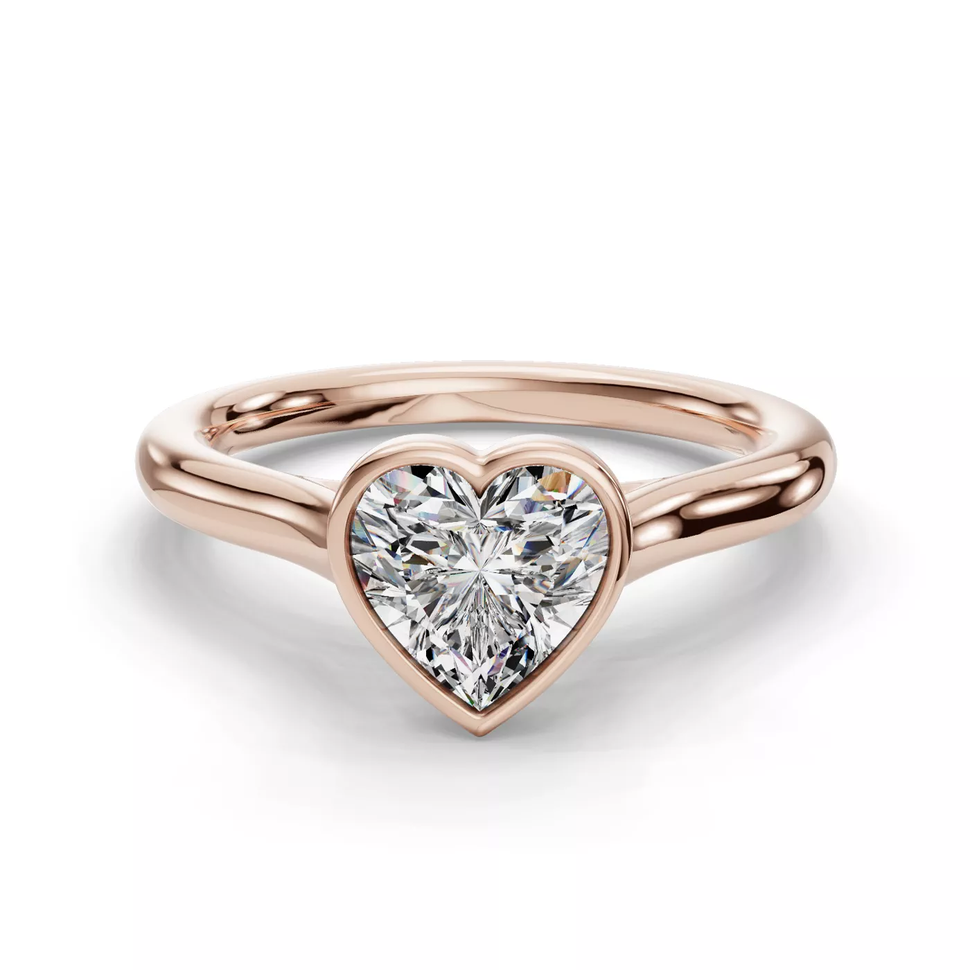 Bezel-Set Center 14K Rose Gold Engagement Ring