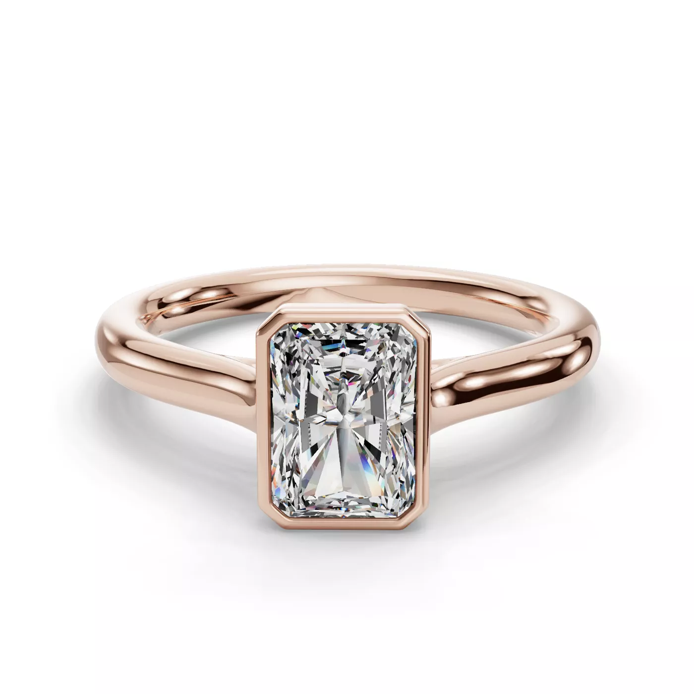 Bezel-Set Center 14K Rose Gold Engagement Ring