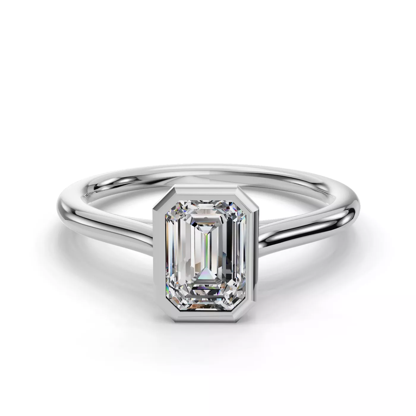 Bezel-Set Center 14K White Gold Engagement Ring