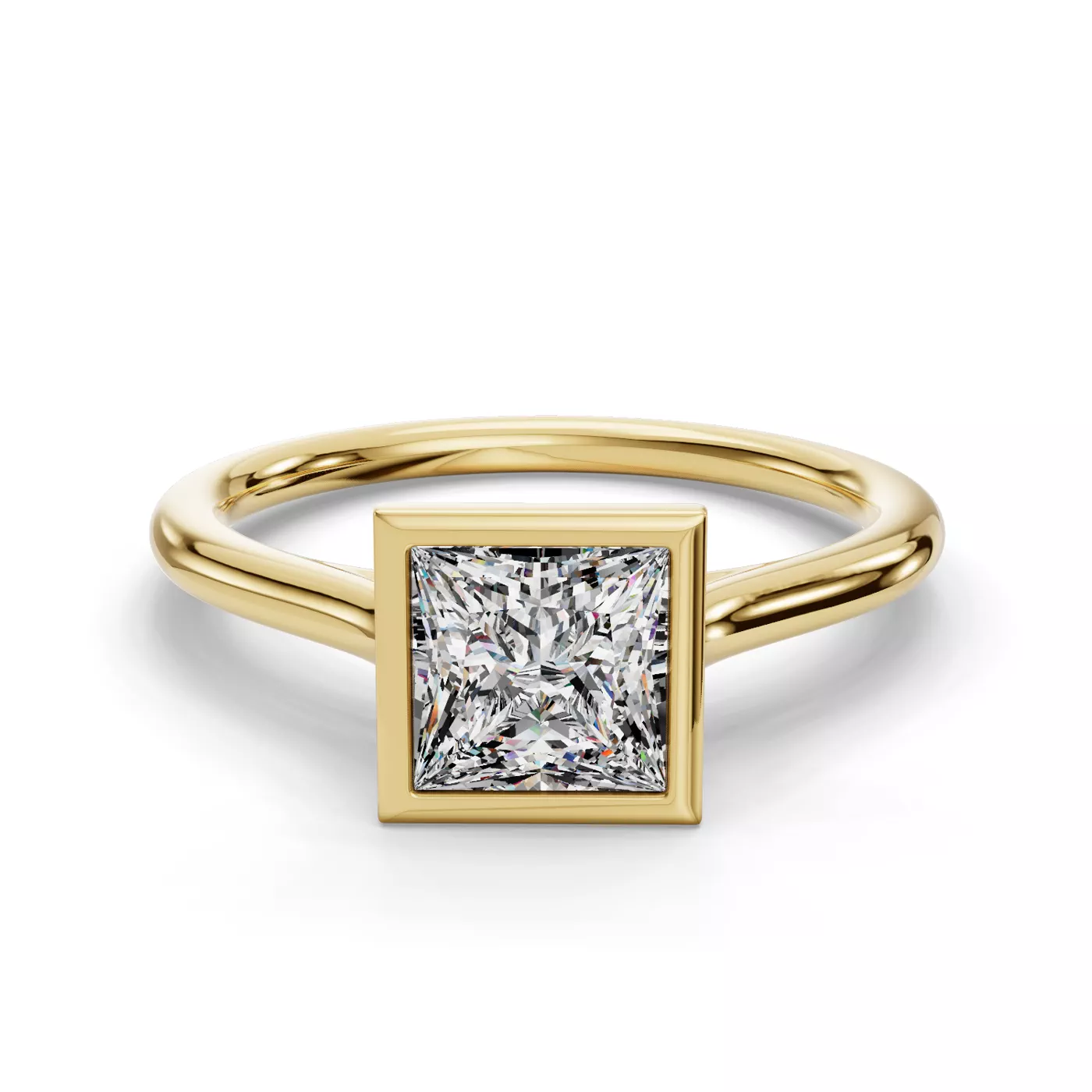 Bezel-Set Center 14K Yellow Gold Engagement Ring
