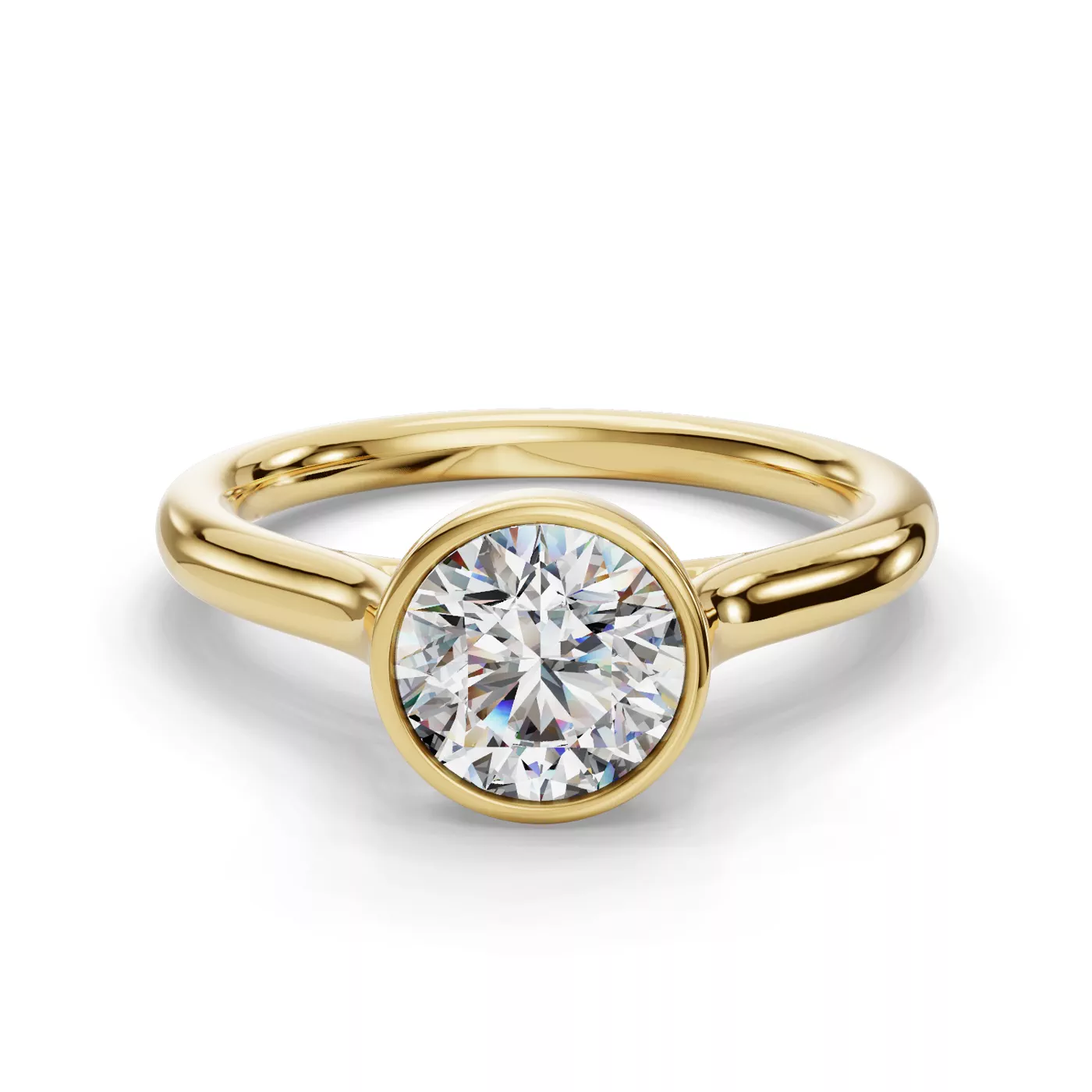 Bezel-Set Center 18K Yellow Gold Engagement Ring