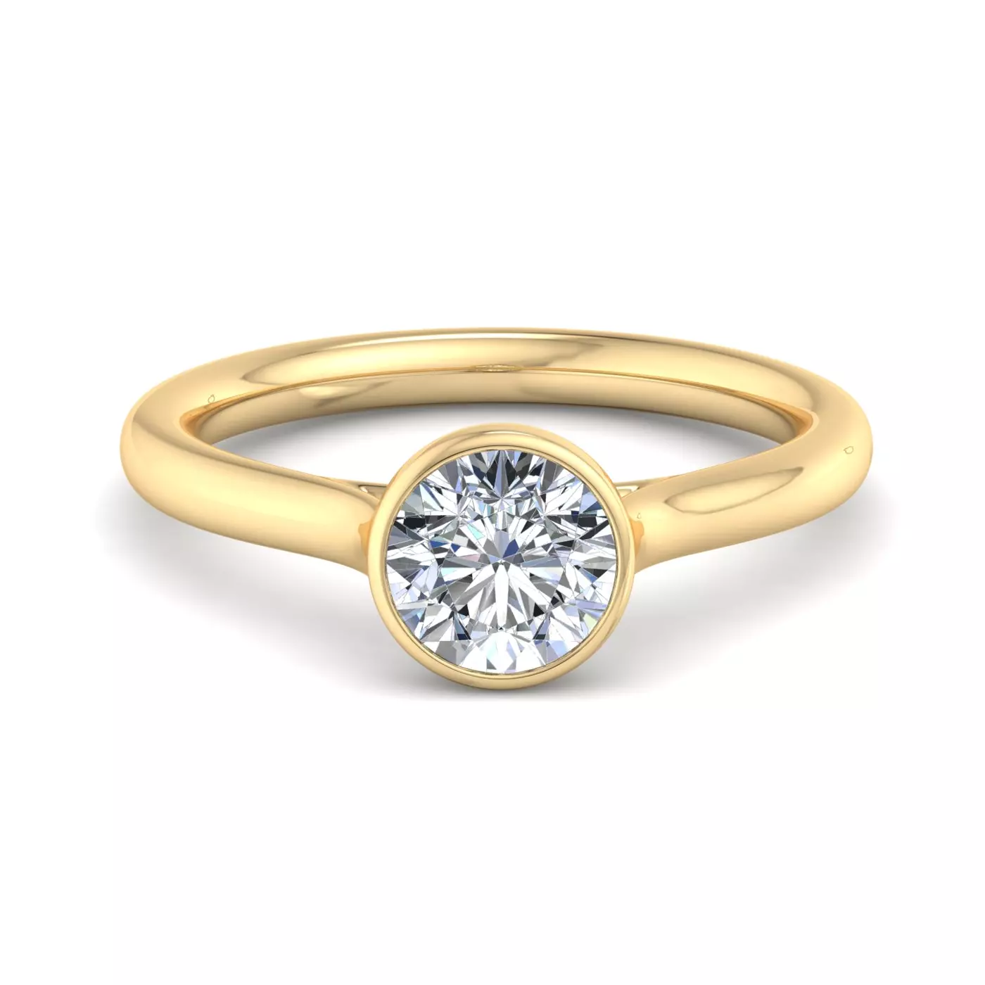 Bezel-Set Center 18K Yellow Gold Engagement Ring