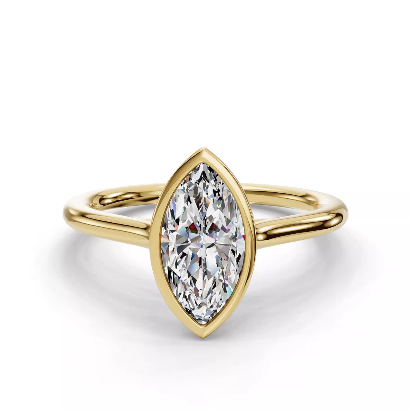 Bezel-Set Center 18K Yellow Gold Engagement Ring