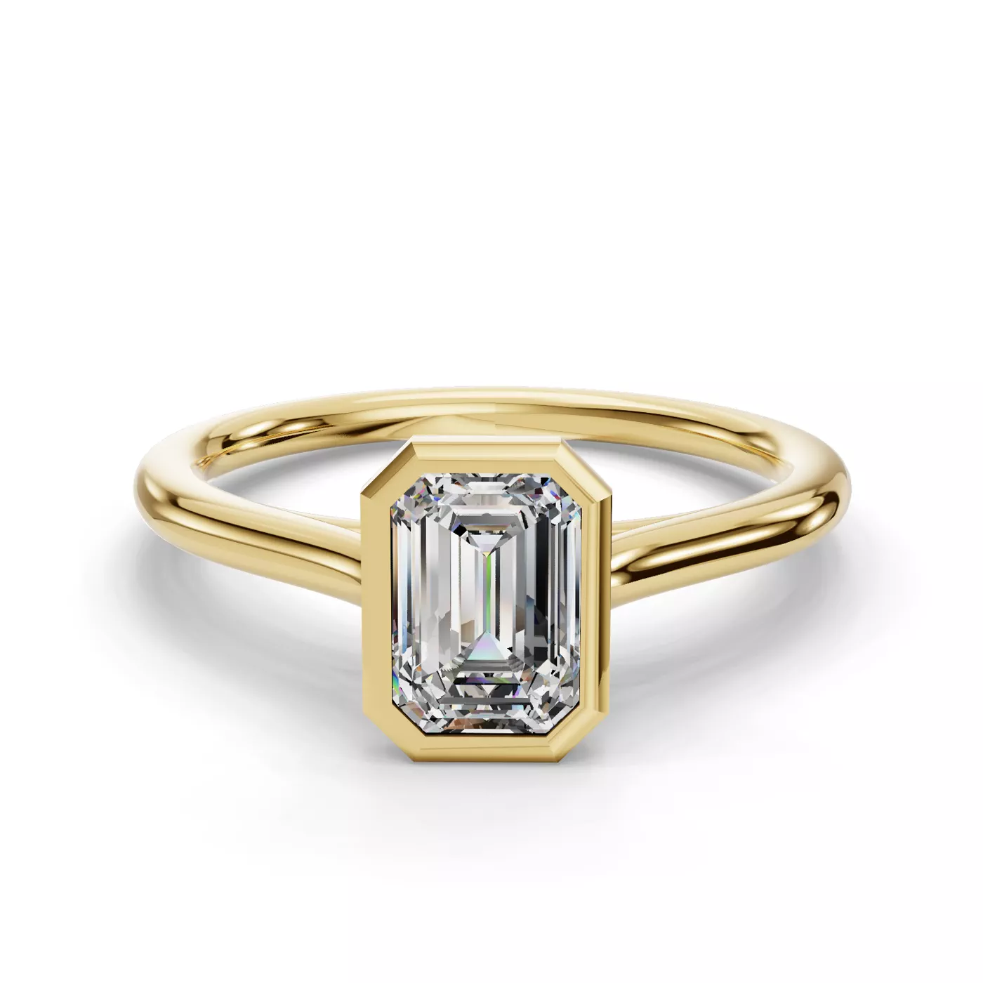 Bezel-Set Center 18K Yellow Gold Engagement Ring