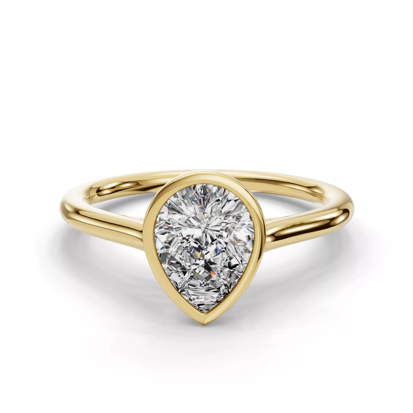 Bezel-Set Center 18K Yellow Gold Engagement Ring