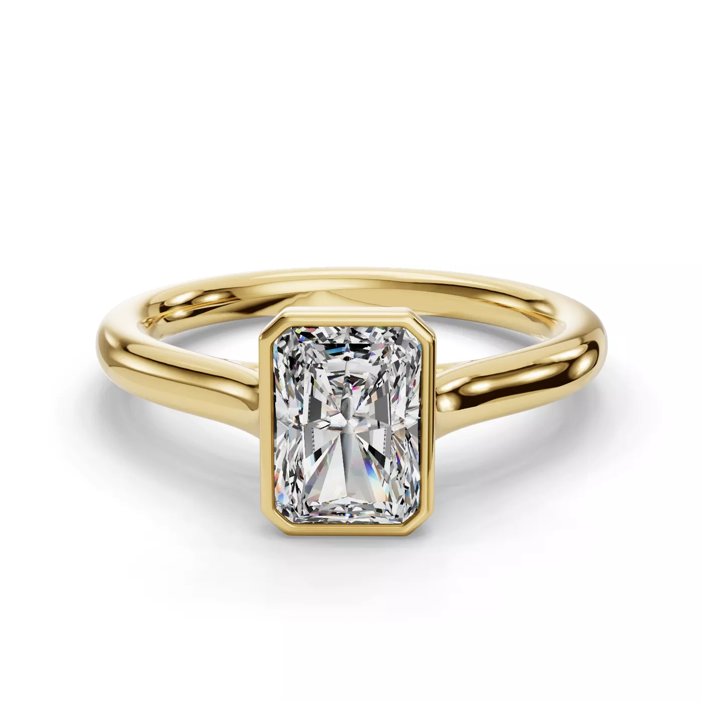 Bezel-Set Center 18K Yellow Gold Engagement Ring