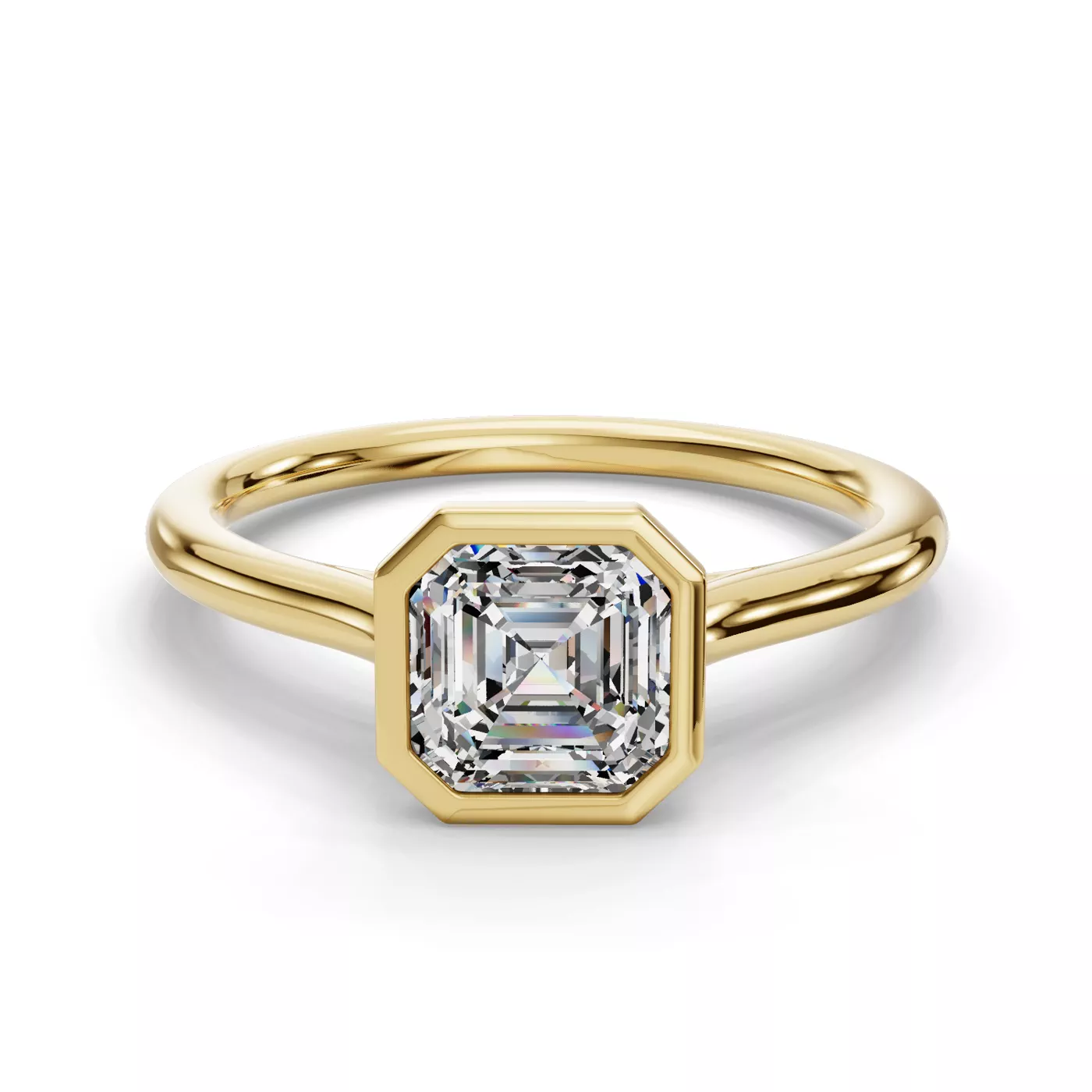 Bezel-Set Center 18K Yellow Gold Engagement Ring