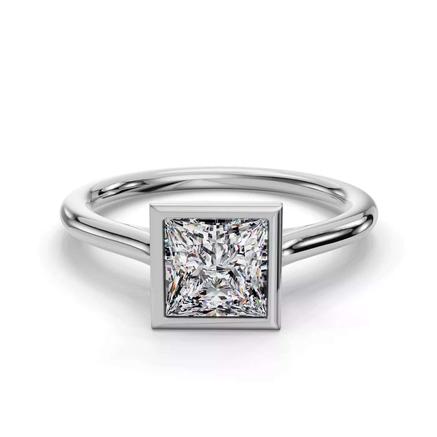 Bezel-Set Center Platinum Engagement Ring