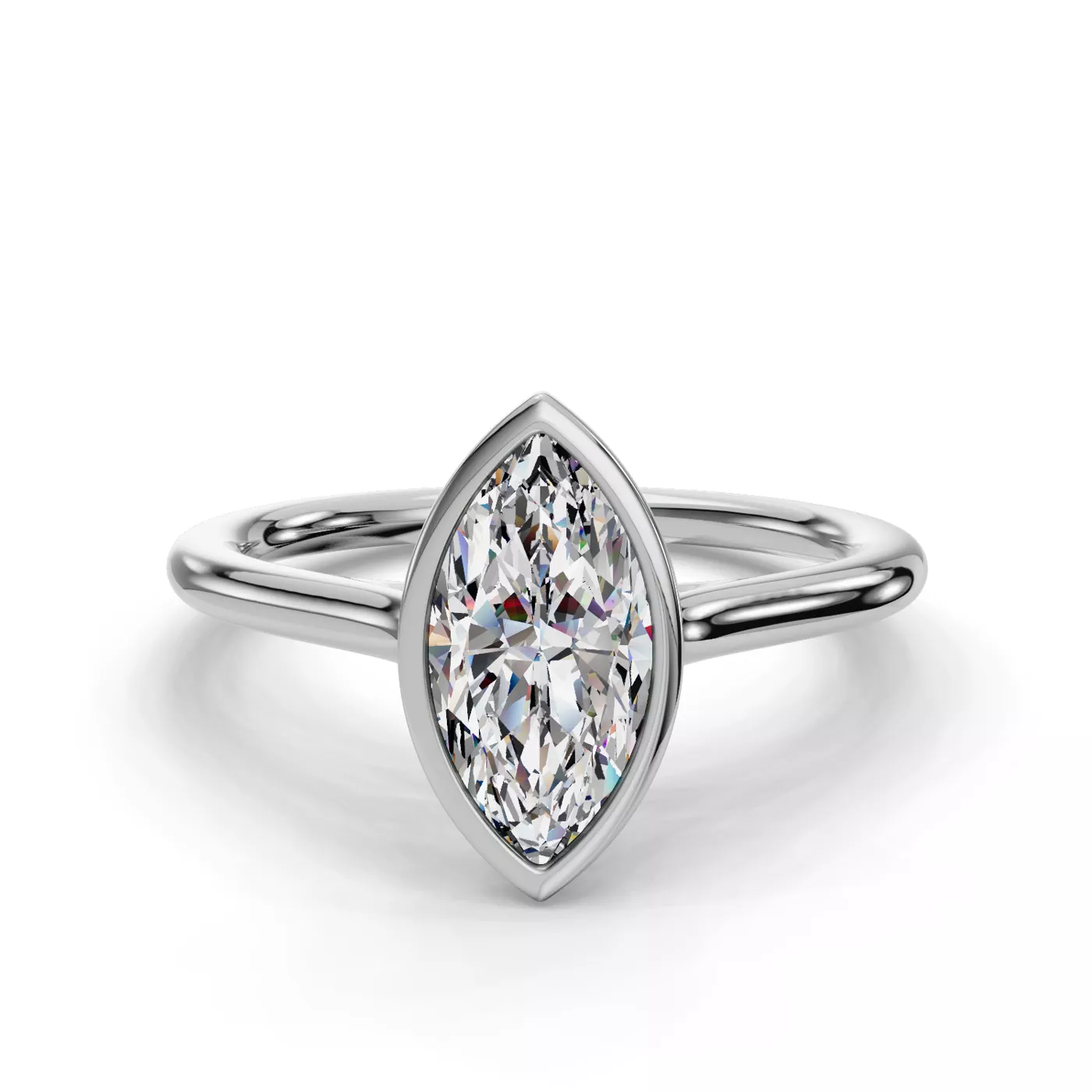 Bezel-Set Center Platinum Engagement Ring