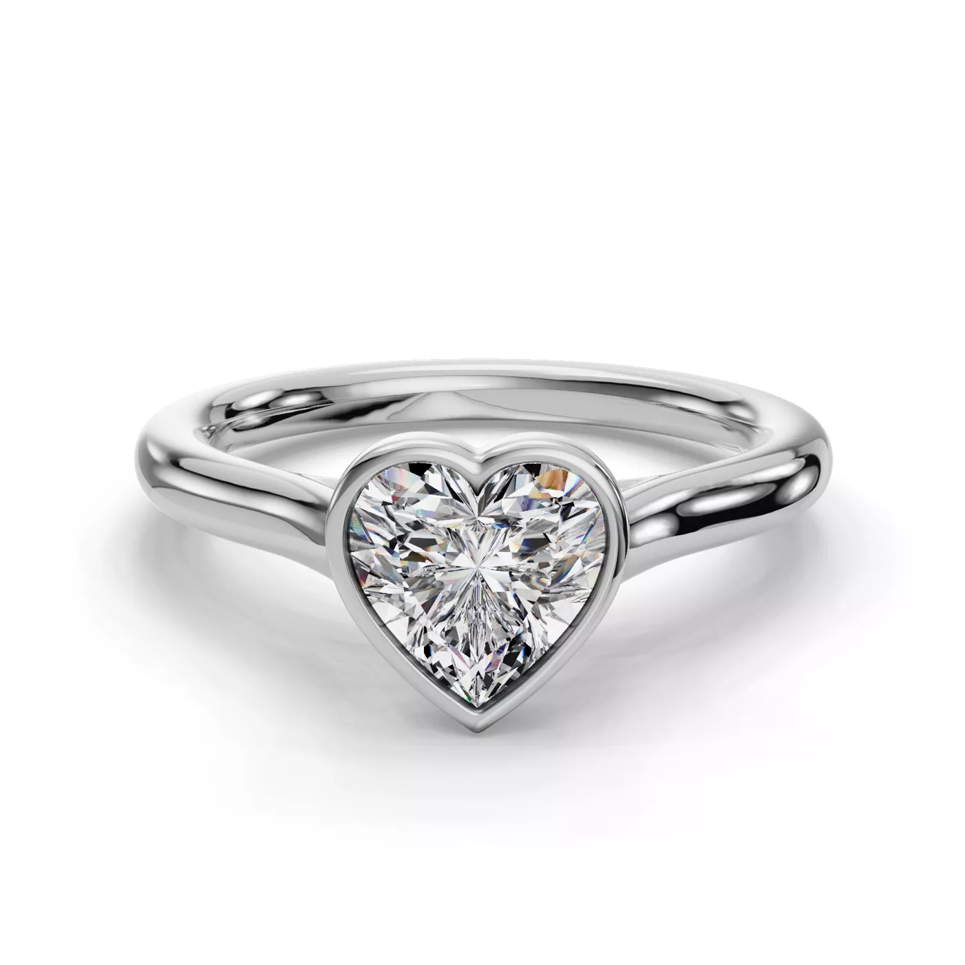 Bezel-Set Center Platinum Engagement Ring
