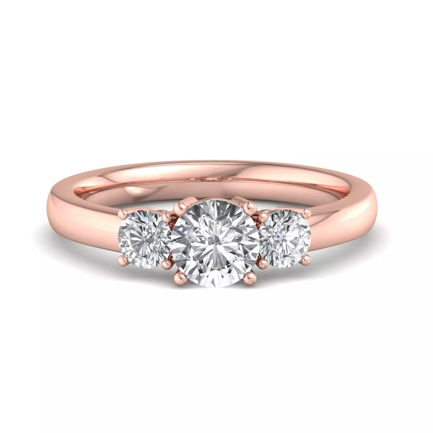 Three-Stone Symbolism 14K Rose Gold Engagement Ring