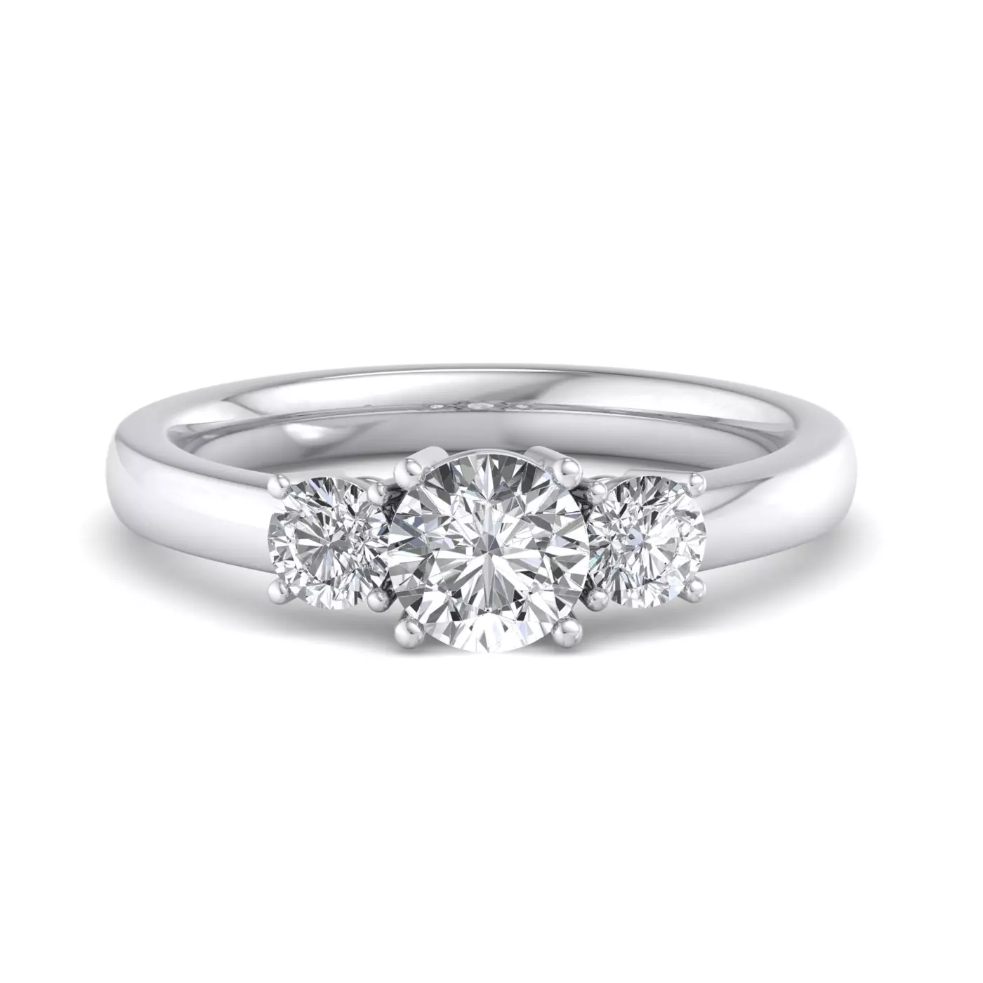Three-Stone Symbolism 14K White Gold Engagement Ring