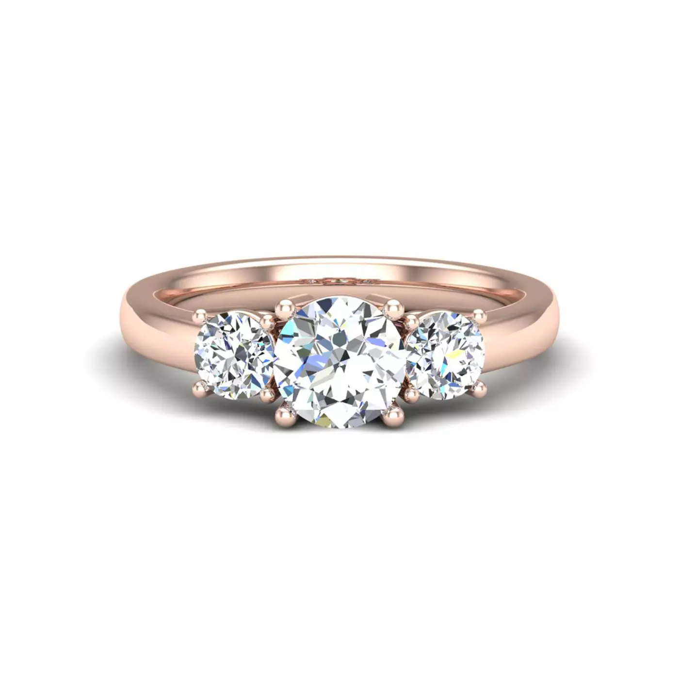 Three-Stone Symbolism 14K Rose Gold Engagement Ring