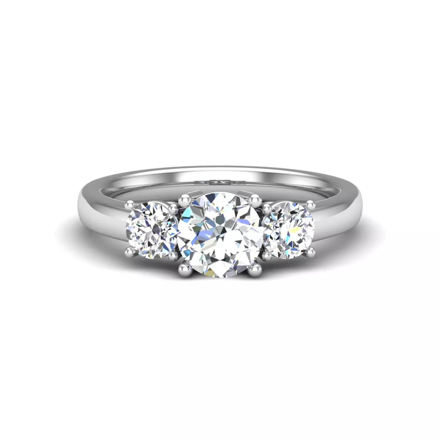 Three-Stone Symbolism 14K White Gold Engagement Ring