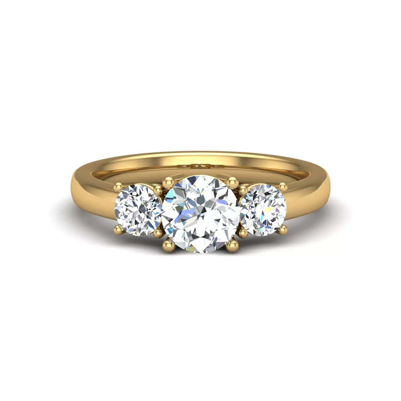 Three-Stone Symbolism 14K Yellow Gold Engagement Ring