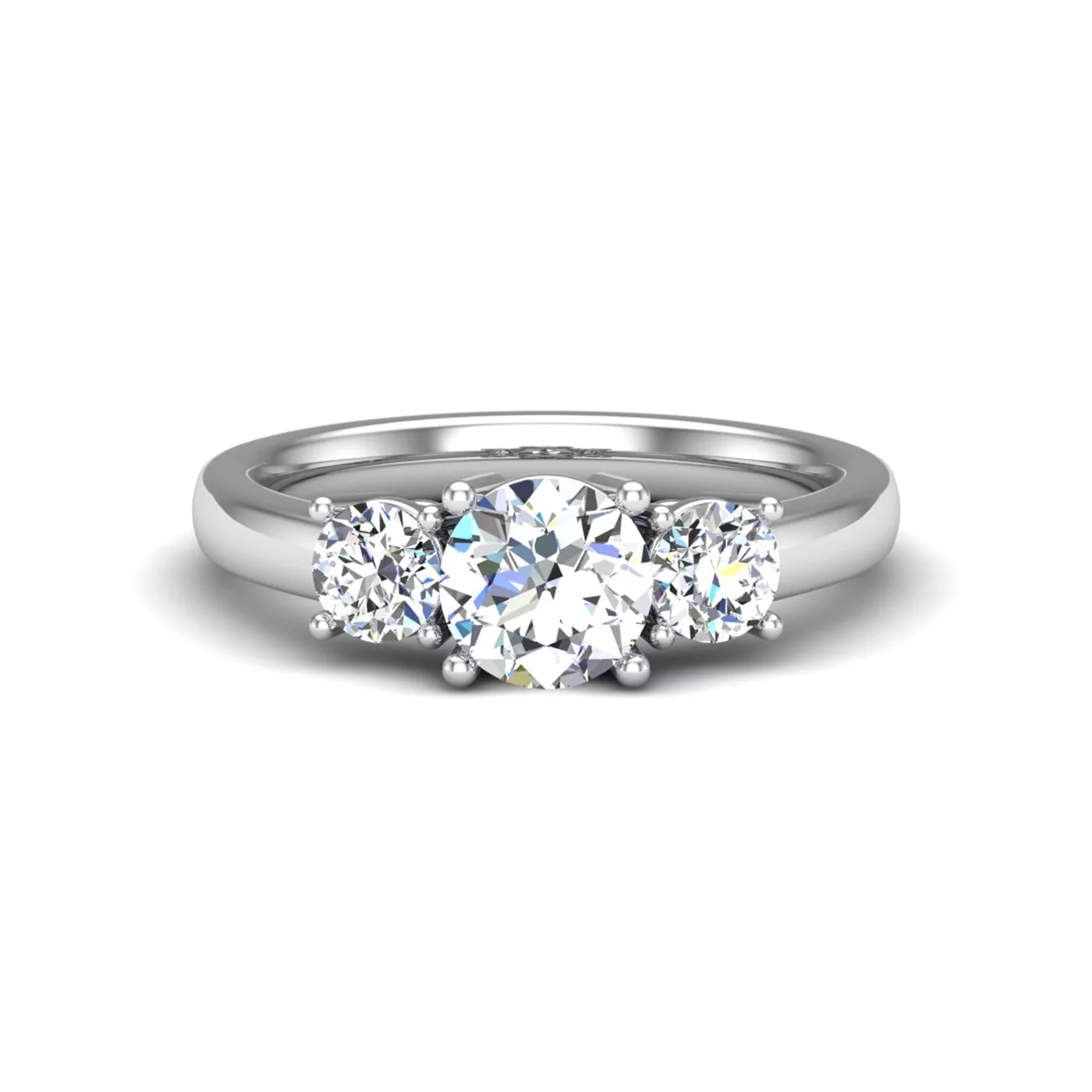 Three-Stone Symbolism 18K White Gold Engagement Ring