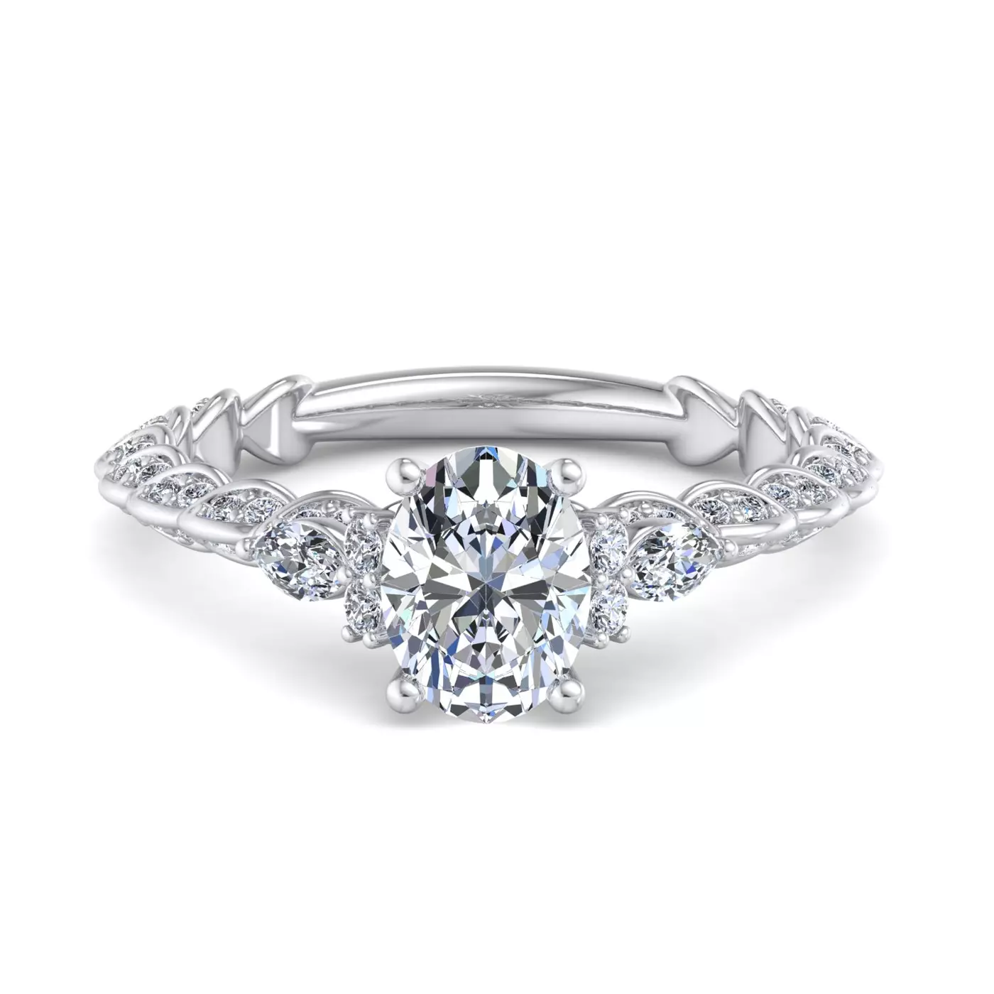 Three-Stone Symbolism 14K White Gold Engagement Ring
