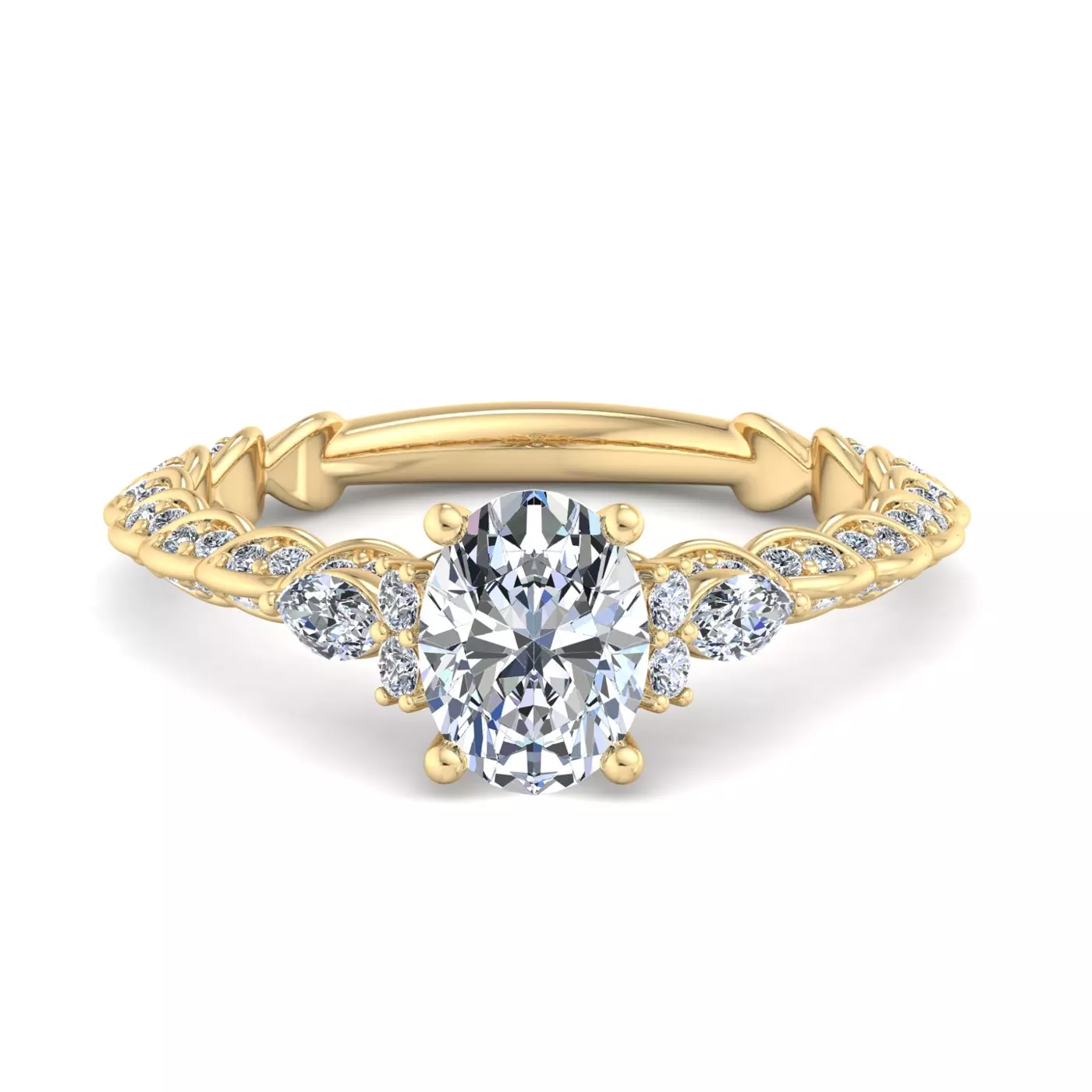 Three-Stone Symbolism 14K Yellow Gold Engagement Ring