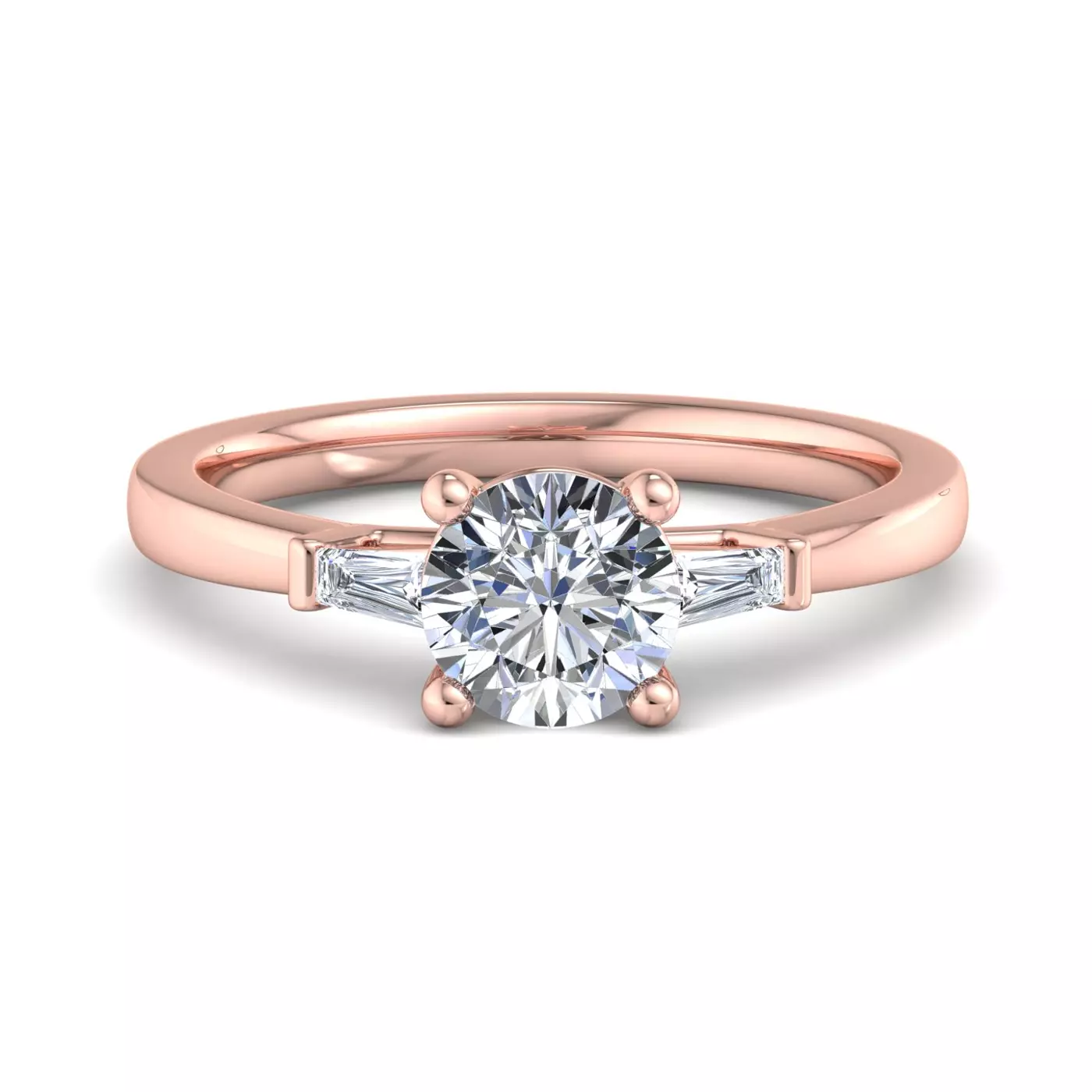 Tapered Baguette Sides 14K Rose Gold Engagement Ring