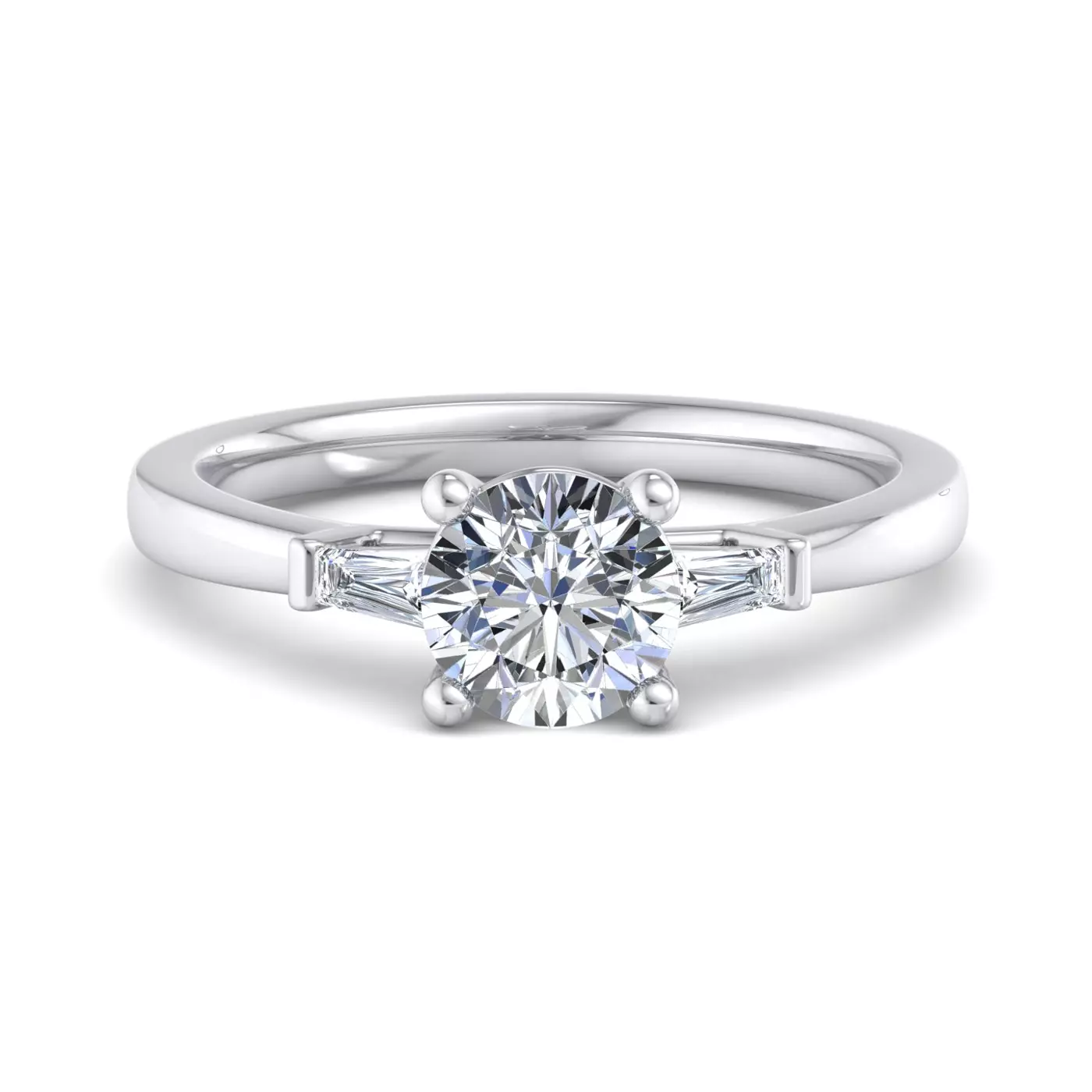 Tapered Baguette Sides Platinum Engagement Ring