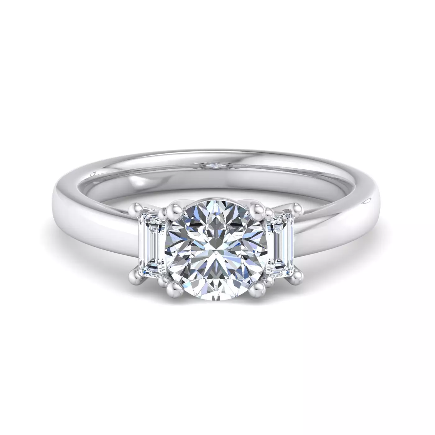 Sculpted Silhouette 14K White Gold Engagement Ring