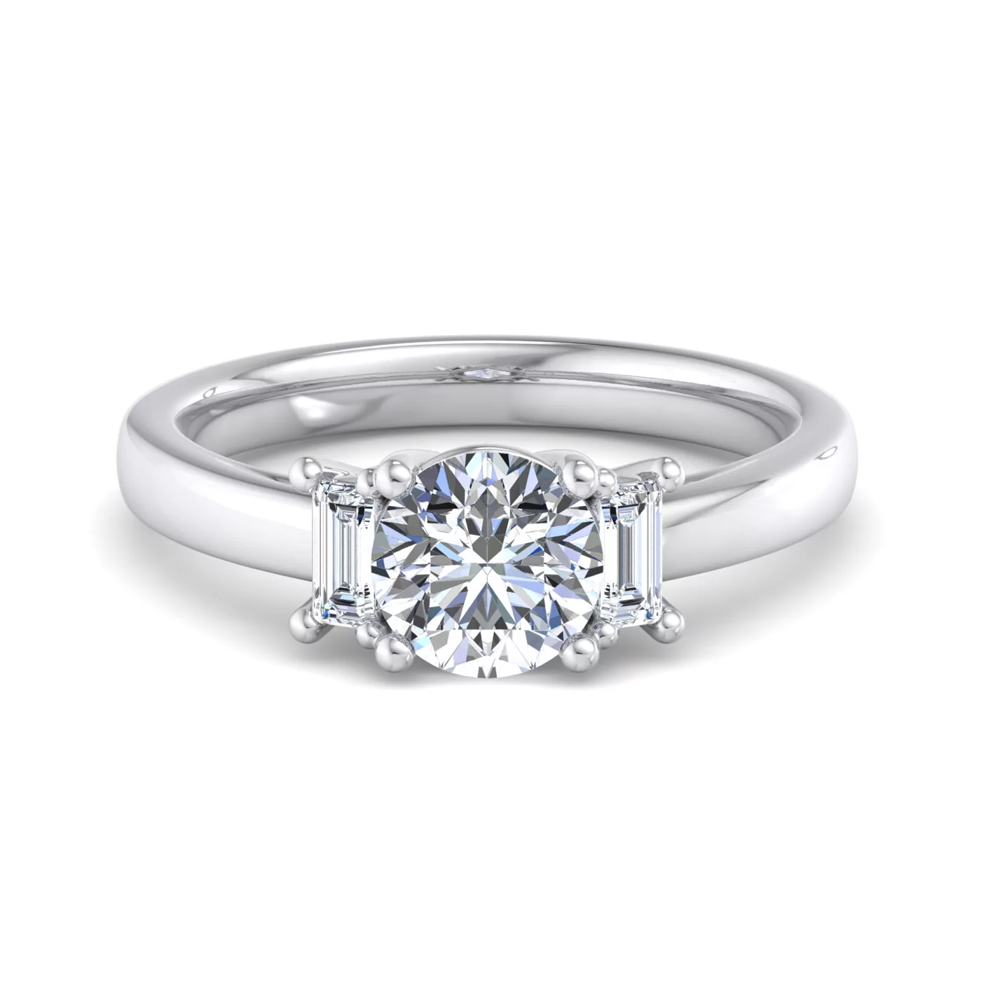 Sculpted Silhouette 18K White Gold Engagement Ring
