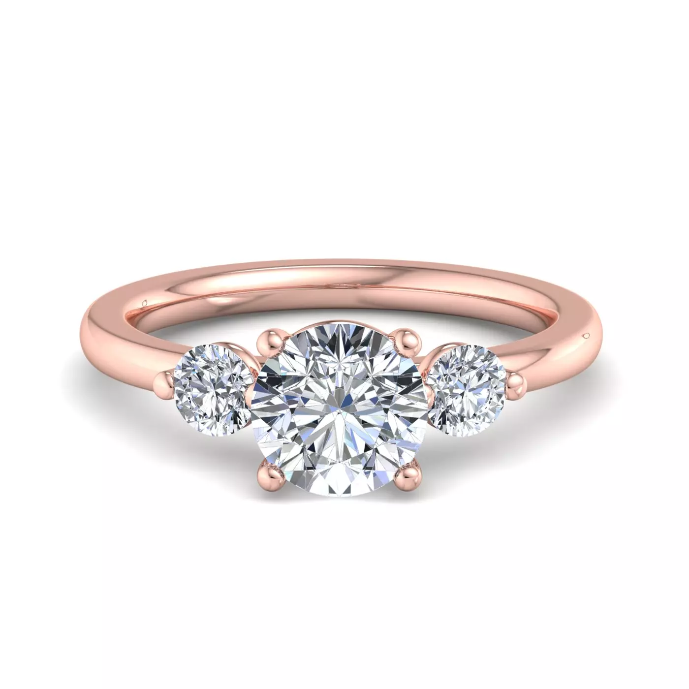 Three-Stone Symbolism 14K Rose Gold Engagement Ring