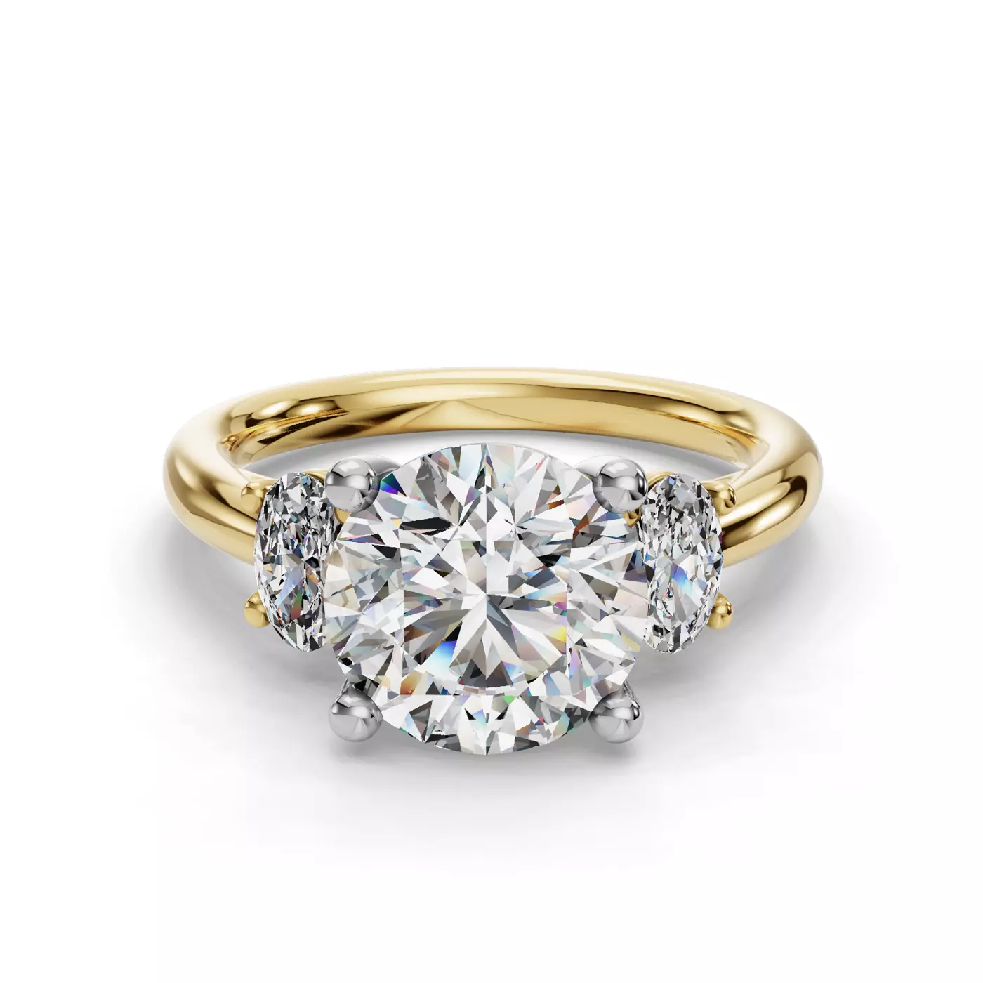 Soft Oval Profile Yellow Gold 14k & White Gold 14k Engagement Ring