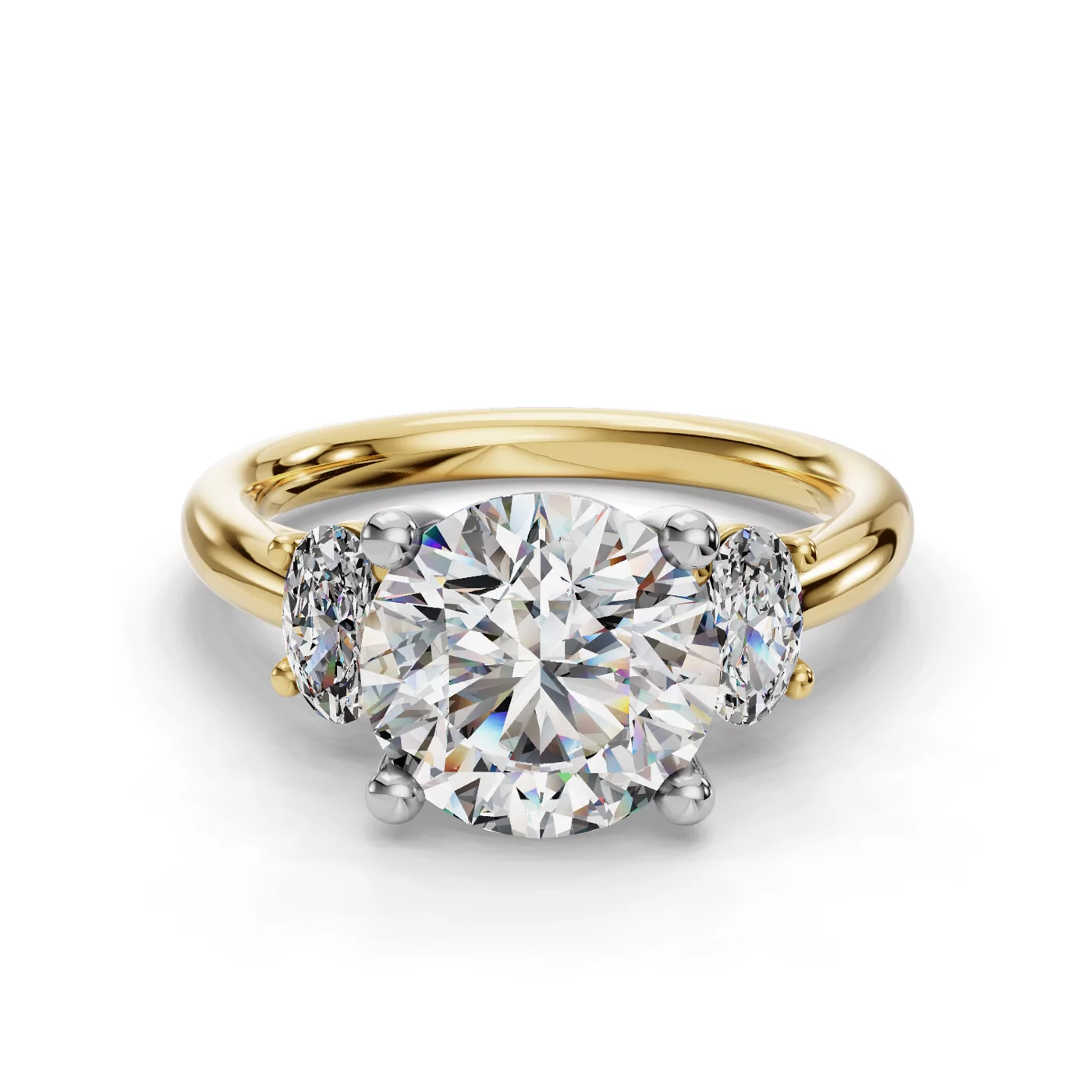 Soft Oval Profile Yellow Gold 18k & White Gold 18k Engagement Ring