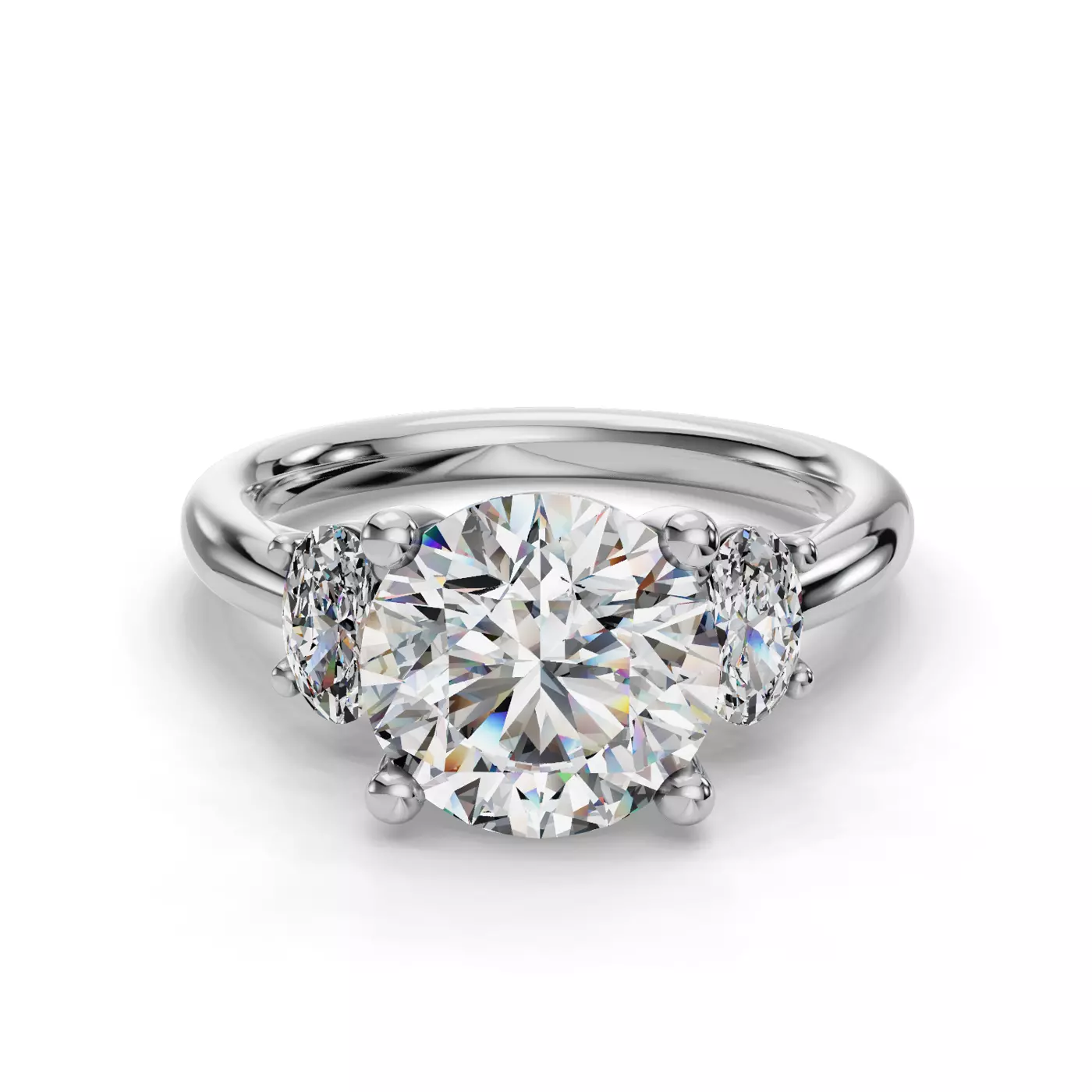 Soft Oval Profile Platinum Engagement Ring