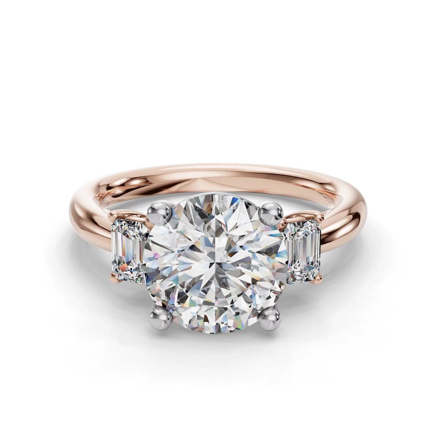 Emerald-Cut Sophistication Rose Gold 14k & White Gold 14k Engagement Ring