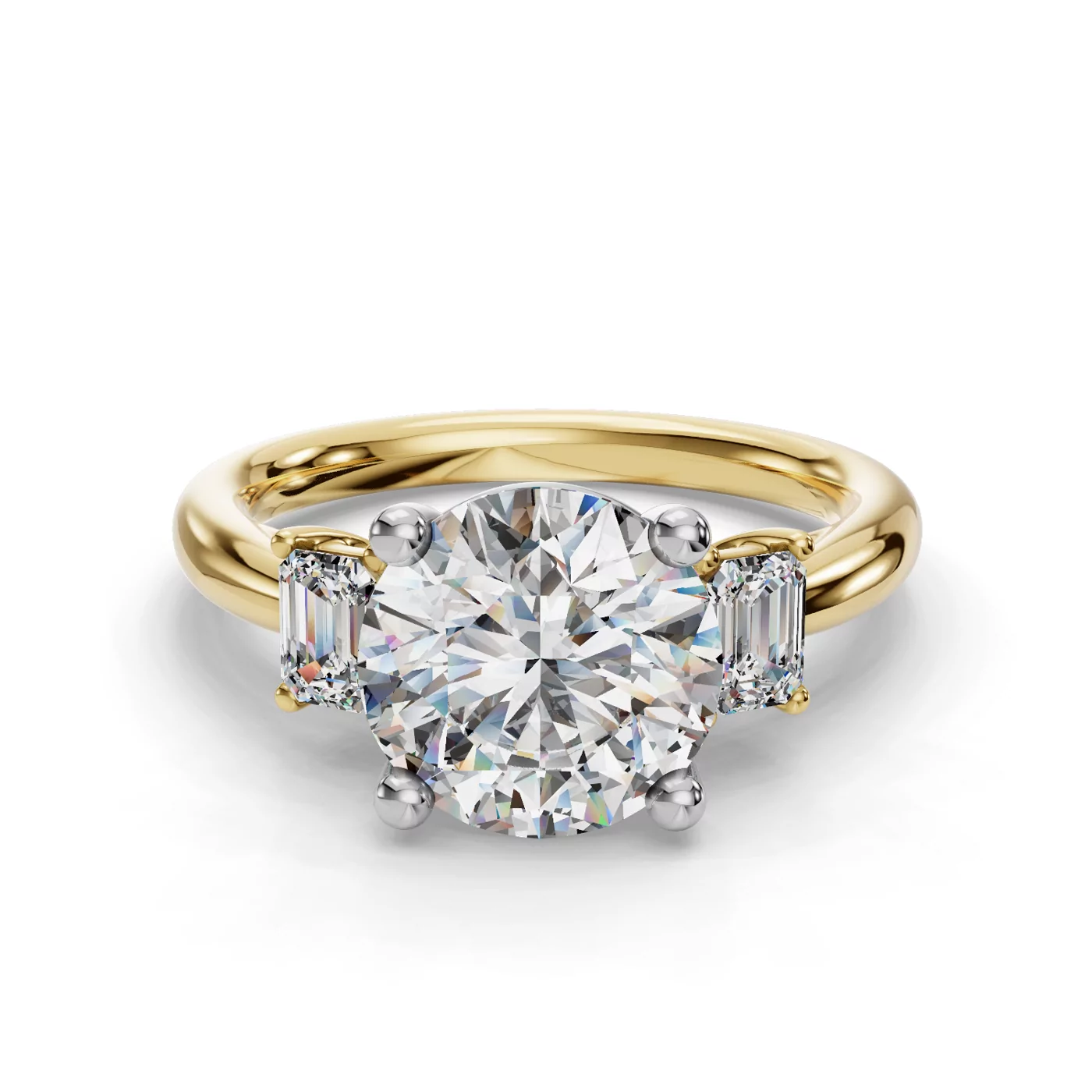 Emerald-Cut Sophistication Yellow Gold 14k & White Gold 14k Engagement Ring