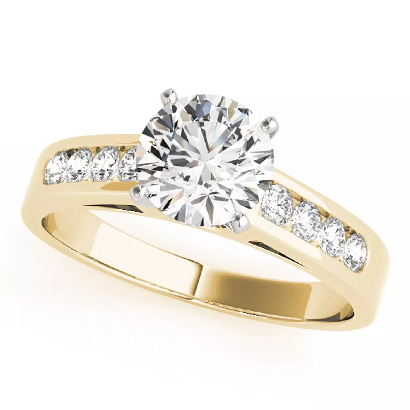 Brilliant Side Accents 14K Yellow Gold Engagement Ring