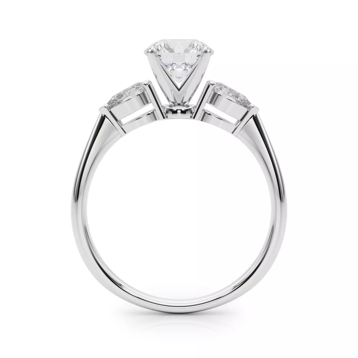 Elongated Pear Elegance 14K White Gold Engagement Ring
