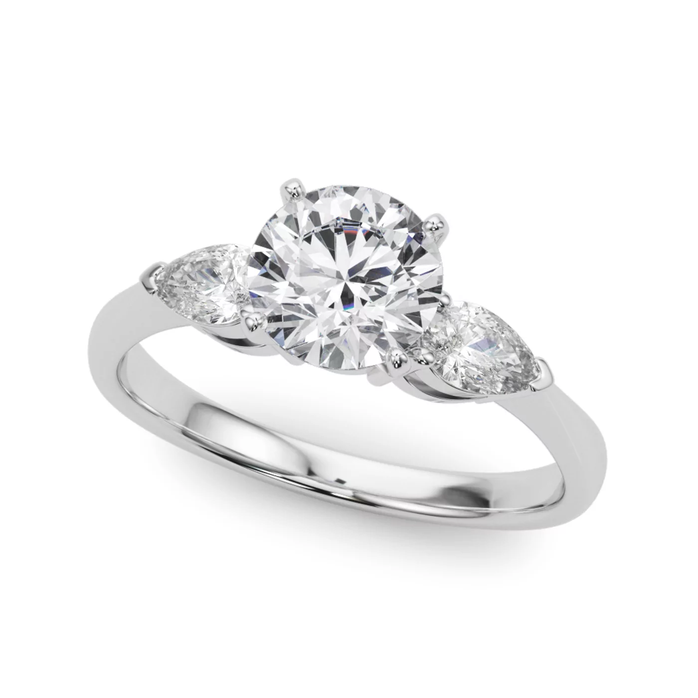 Elongated Pear Elegance 18K White Gold Engagement Ring