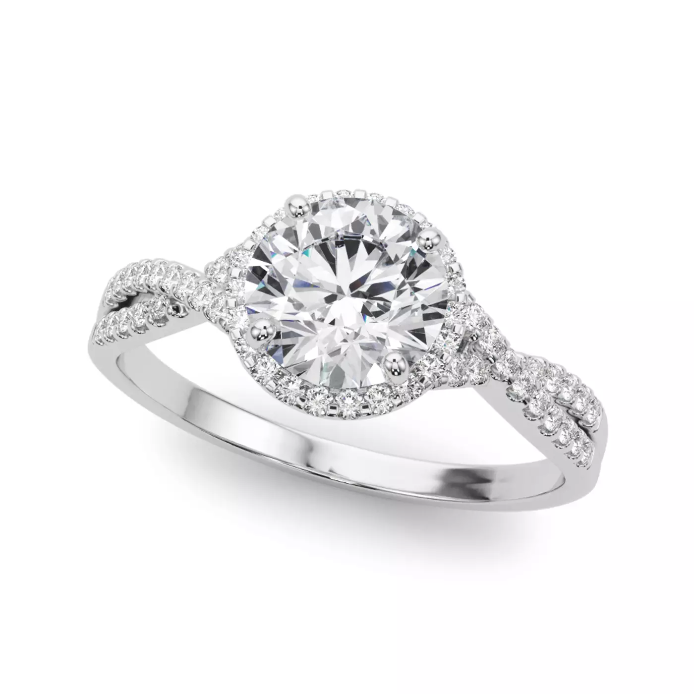 Brilliant Halo Frame 14K White Gold Engagement Ring