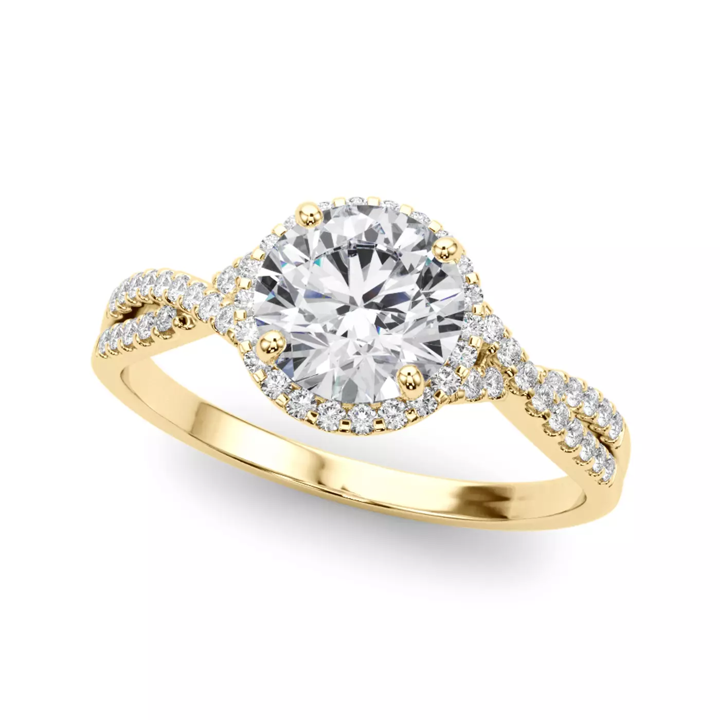 Brilliant Halo Frame 14K Yellow Gold Engagement Ring