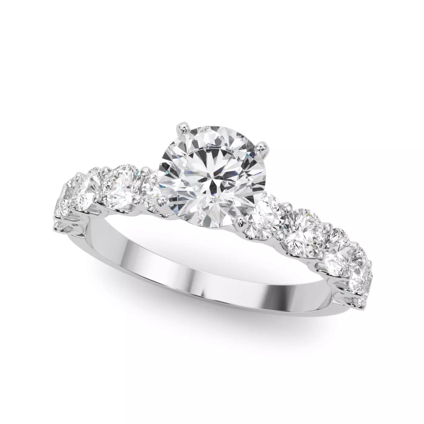 Brilliant Side Accents 14K White Gold Engagement Ring