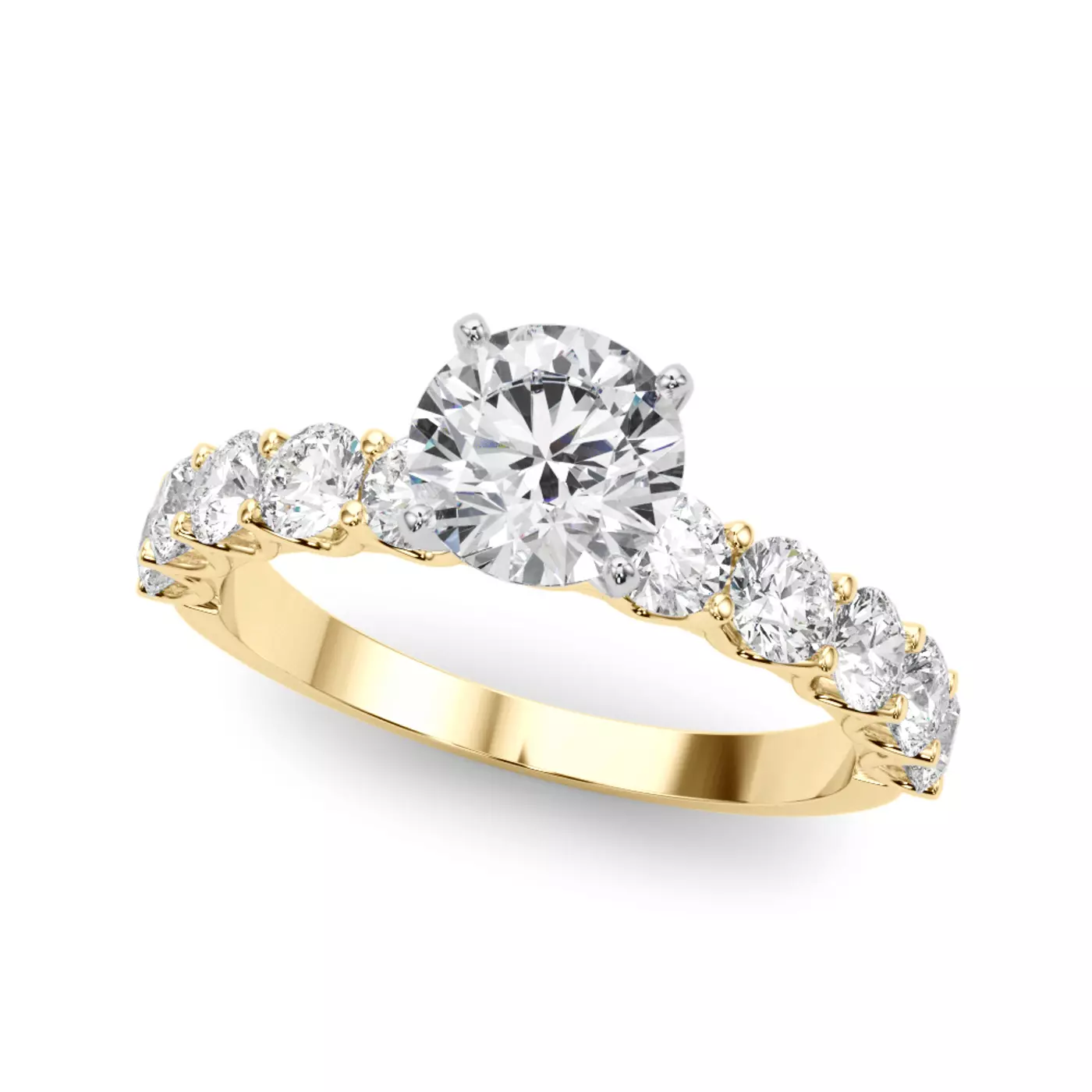 Brilliant Side Accents 14K Yellow Gold Engagement Ring