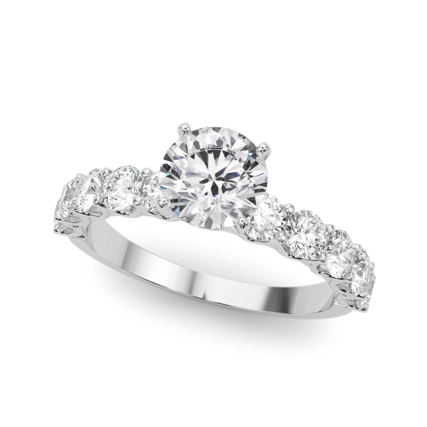 Brilliant Side Accents 18K White Gold Engagement Ring