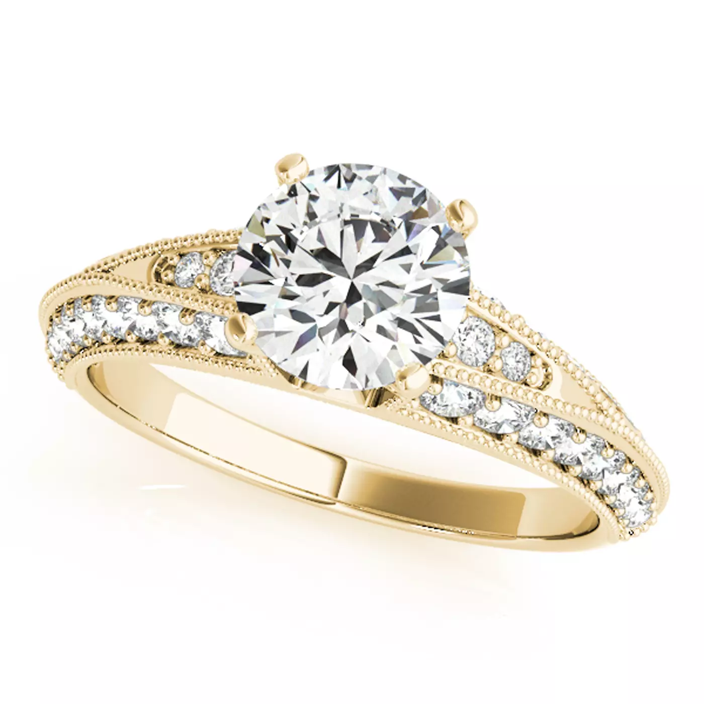 Brilliant Side Accents 14K Yellow Gold Engagement Ring