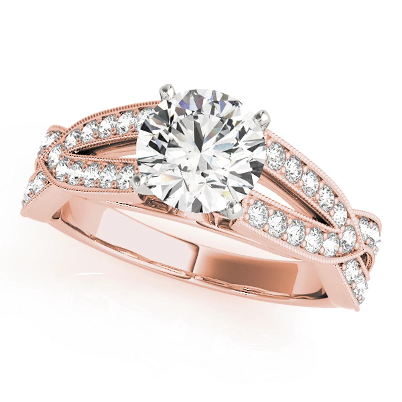Vintage-Inspired Detail 14K Rose Gold Engagement Ring